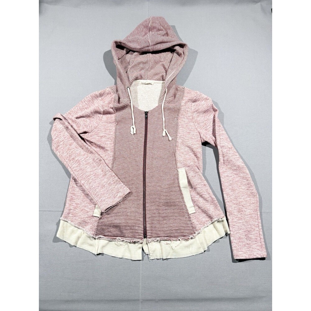 Hem and Thread Long Sleeve Womens Large Hoodie Red Stripe White Accents